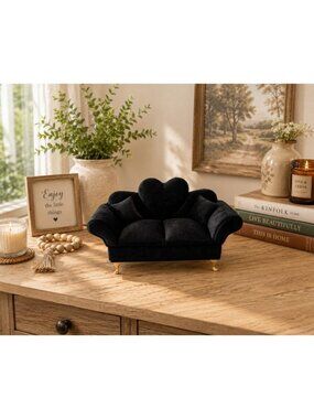New Black Solid Shabby Chic Doll Sofa Jewelry Box Organizer Couch Jewelry Box